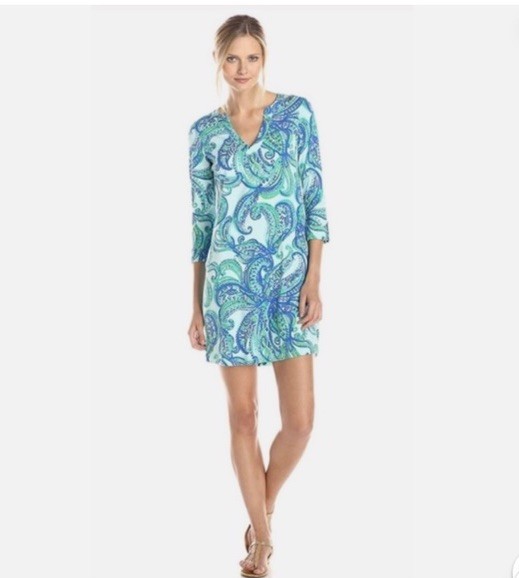 Lilly Pulitzer Rossmore Dress Size Large Keep It Current Poolside Blue Pima