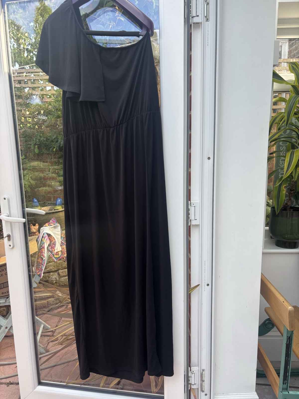 Pink Clove Black One Shoulder Dress Size 22 With Split