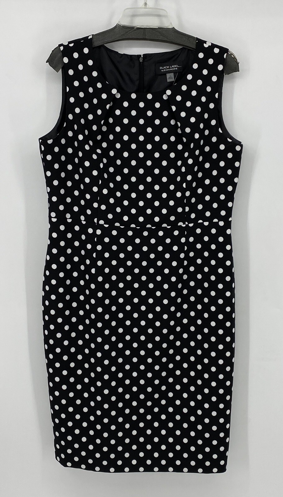 Evan Picone Preowned Womens Dress Size 12 Black Polka Dot Sleeveless