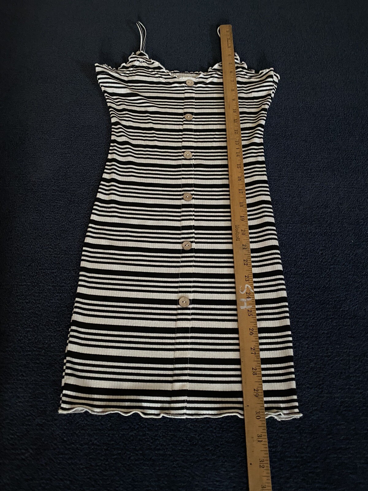 Love Tree Striped Ribbed Bodycon Mini Dress Small Stretchy Soft New 90s Black