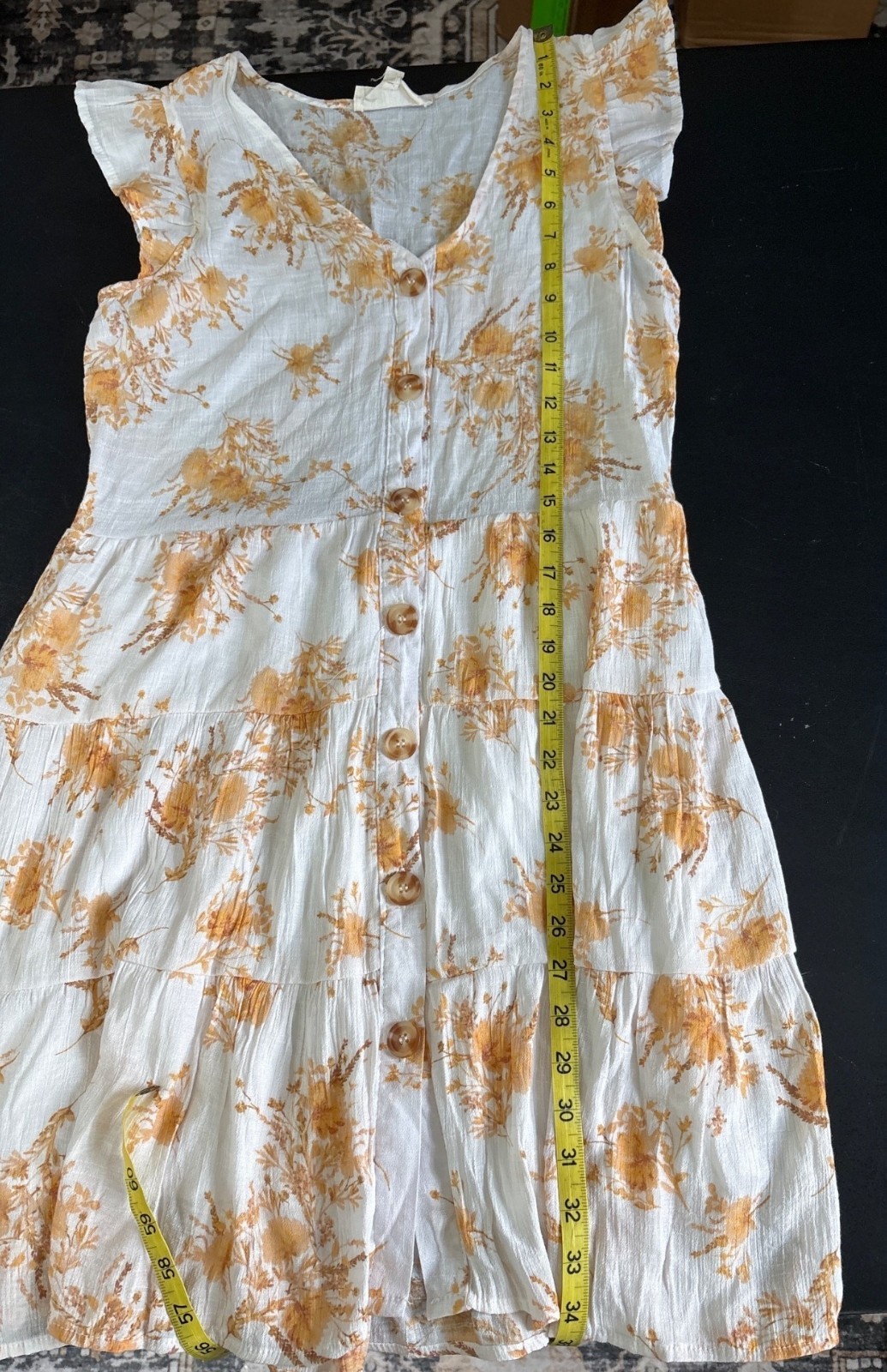 Sweet Wanderer Floral Button Front Sleeveless Tiered Dress With Ruffle Sleeves O