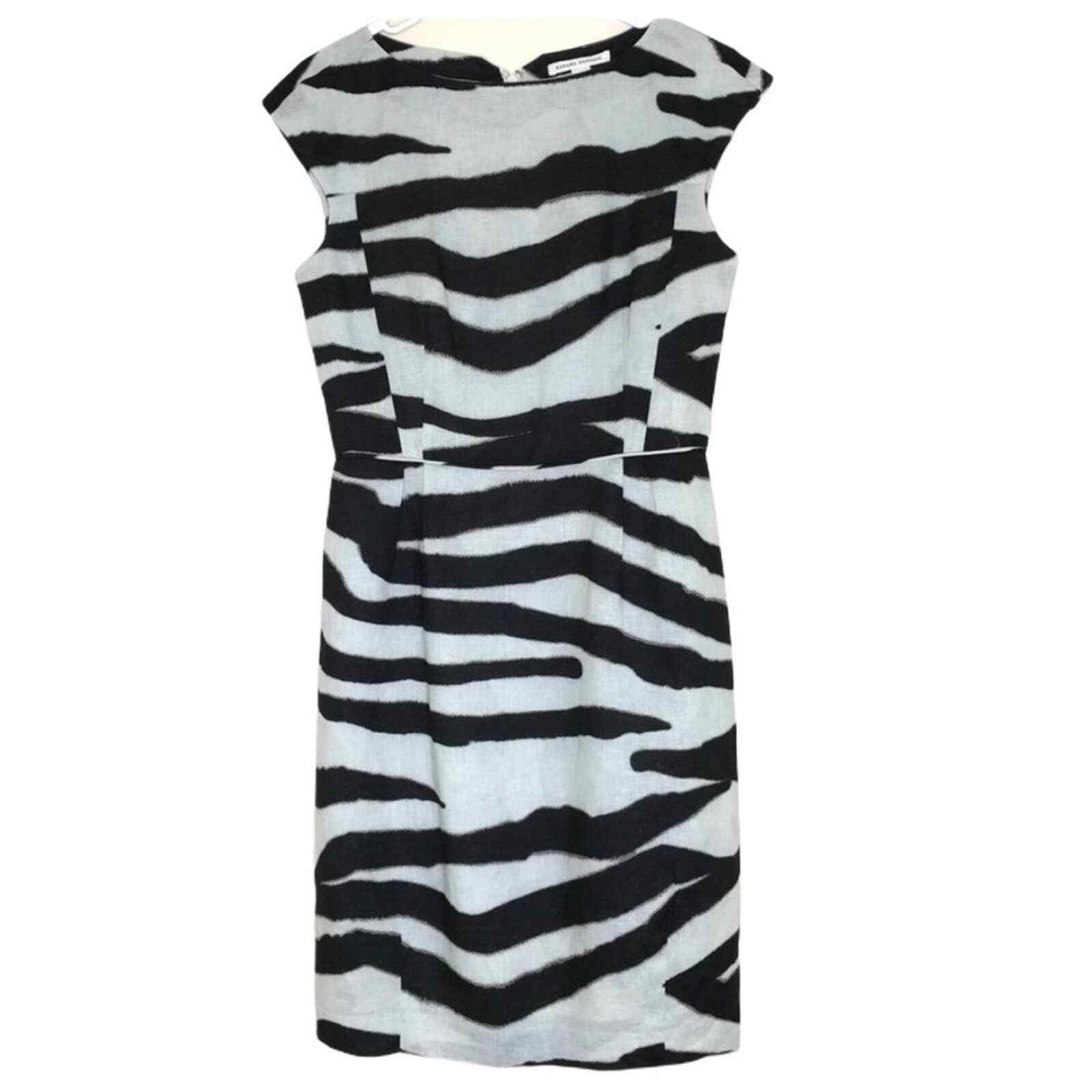 BANANA REPUBLIC Linen Zebra Sheath Dress 4 Preppy Work