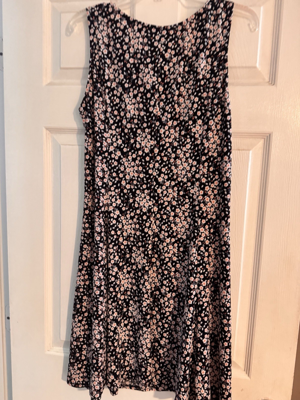 Perceptions Petite PL Black Pink Floral Knee Dress w Orange Shrug