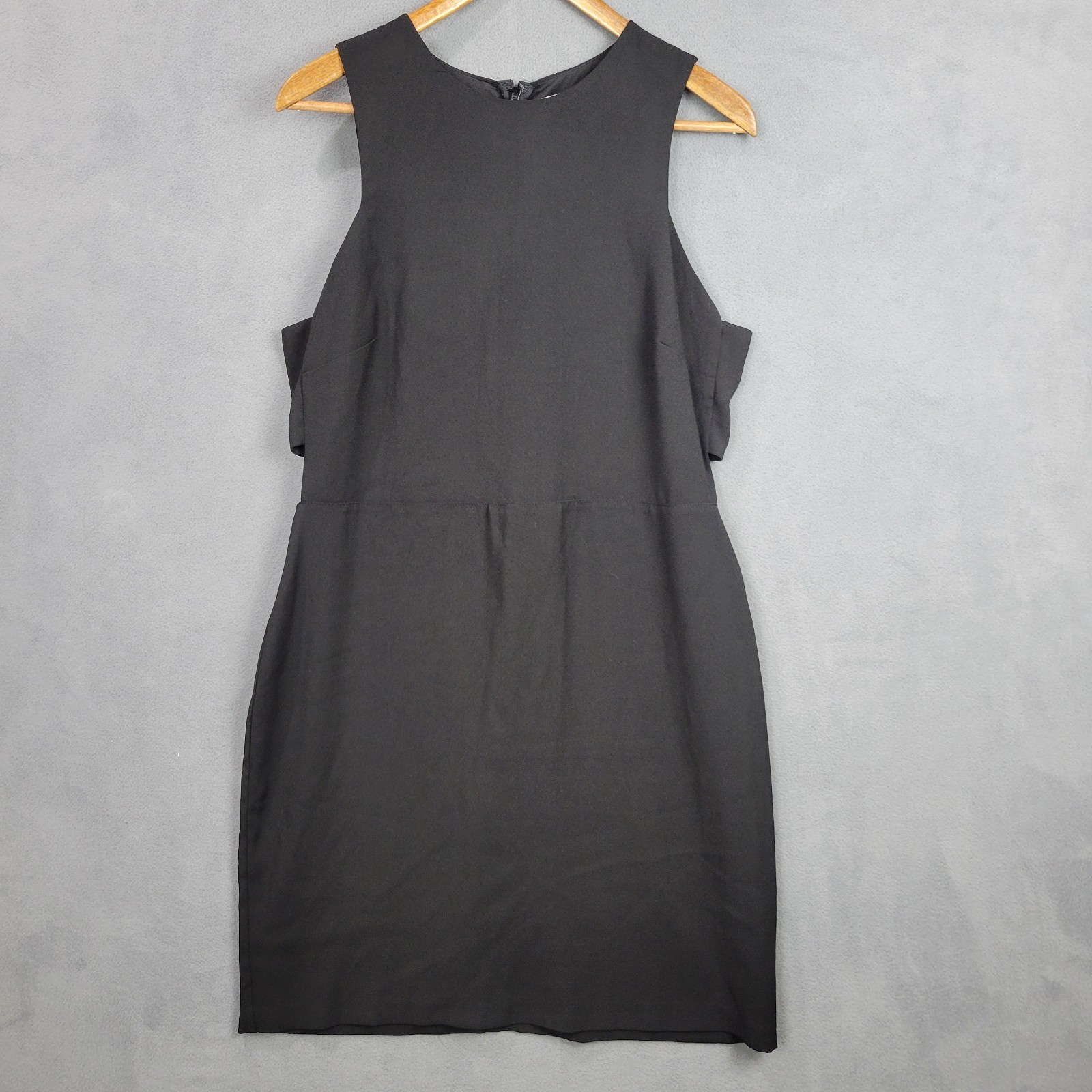 H&M Sheath Dress Womens 14 Black Cutout Side Pocket Back Zip Everyday Wear