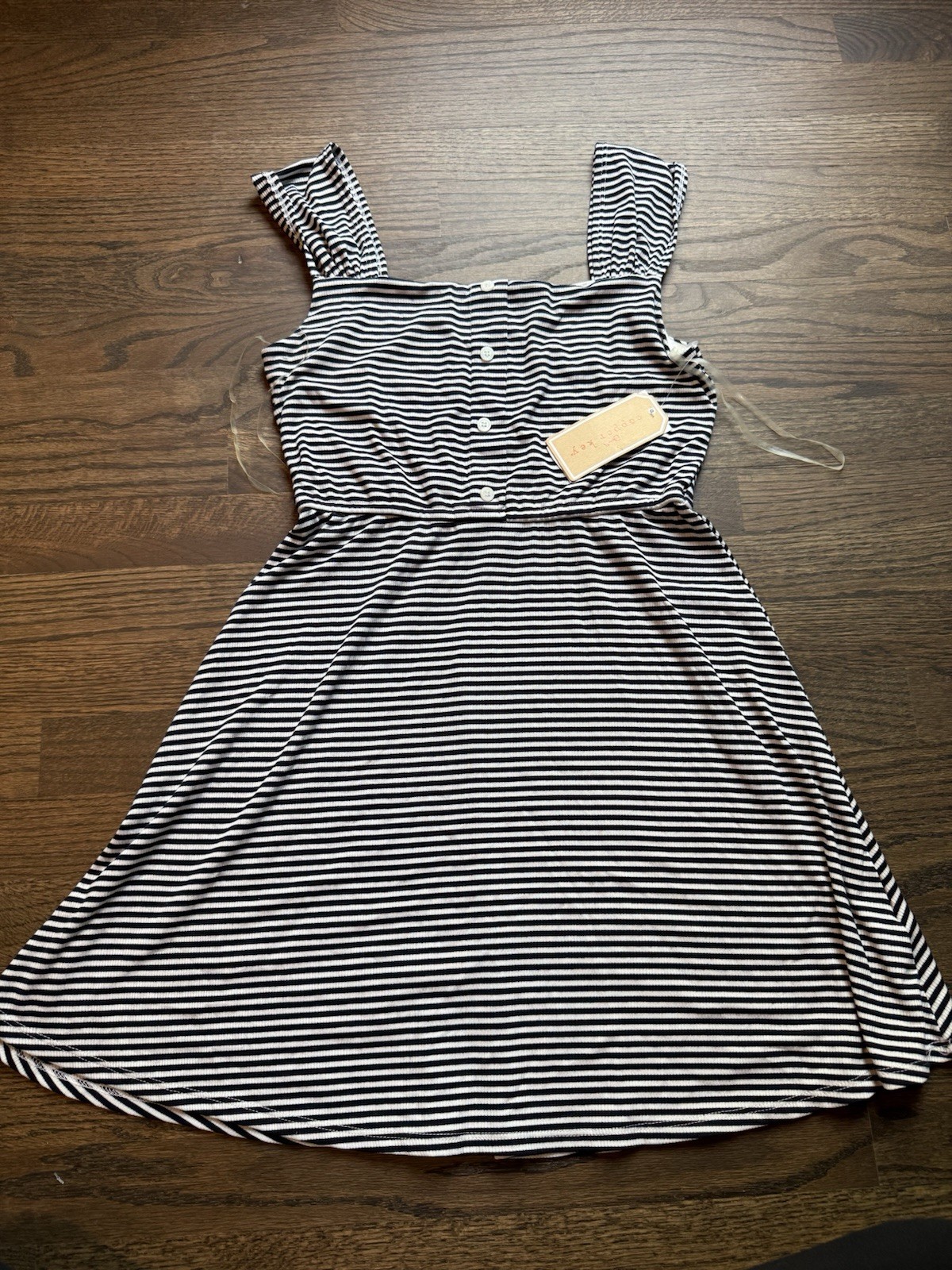Copper Key Women’s Black And White Stripped Dress With Buttons Size Small