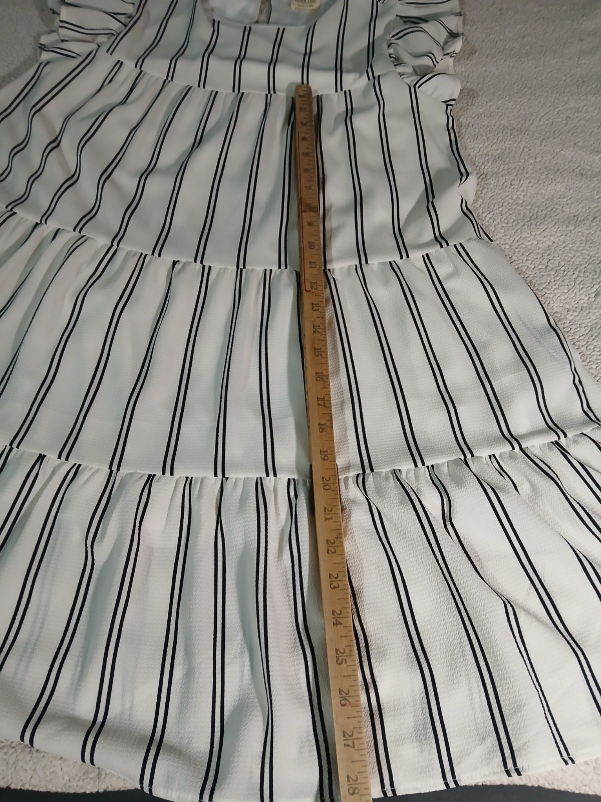 Peach Love California striped tiered babydoll dress flutter sleeve size L