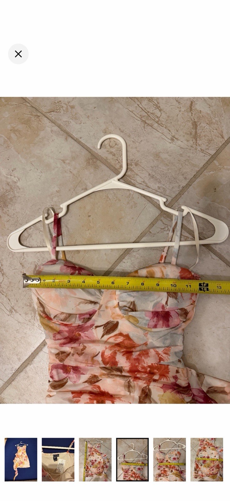Windsor Ivory Multicolor Floral Mesh Ruched Bodycon Mini Dress XS Sweetheart