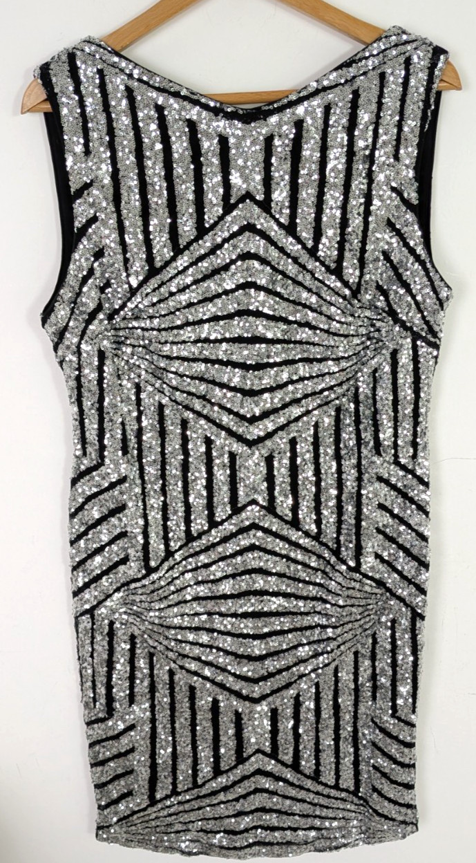 Biba Women’s Silver Sequin Dress UK Size 16 BNWT – E15