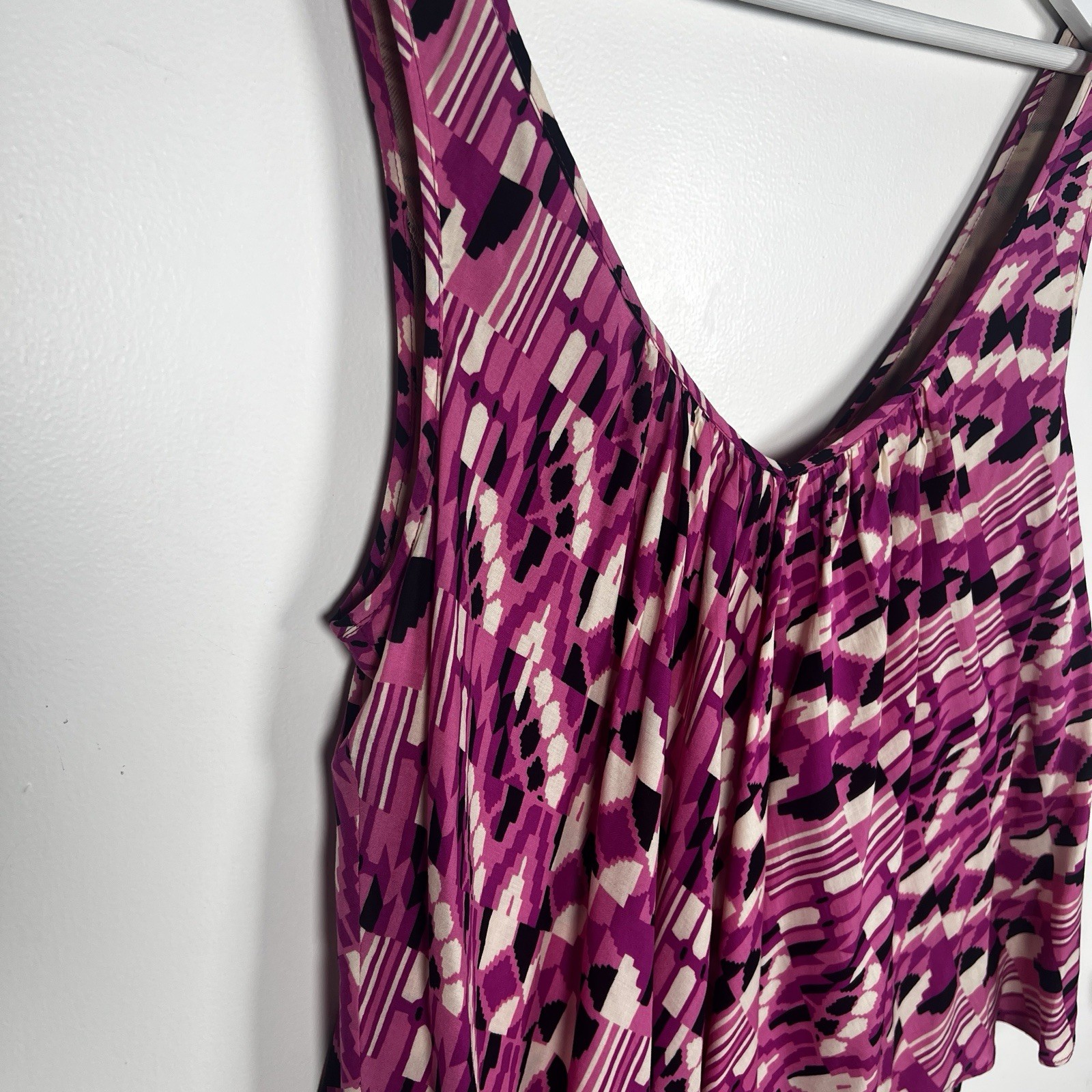 PLENTY By Tracy Reese Pink Fly Away Tiered Lined V-Neck Dress Size Medium NEW