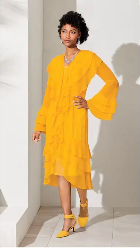 Size L Ashro Freesia Formal Church Wedding Khaleda Tiered-Ruffle Jacket Dress