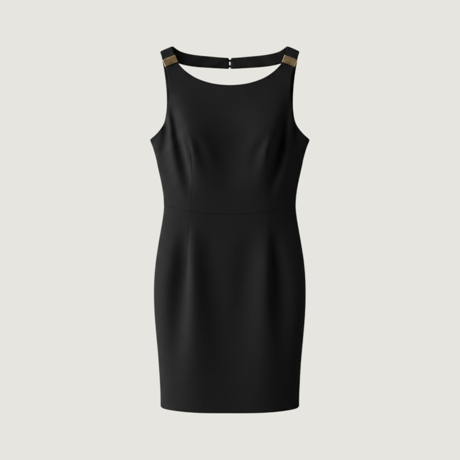 White House Black Market Black Sleeveless Sheath Dress Metal Detail Size M