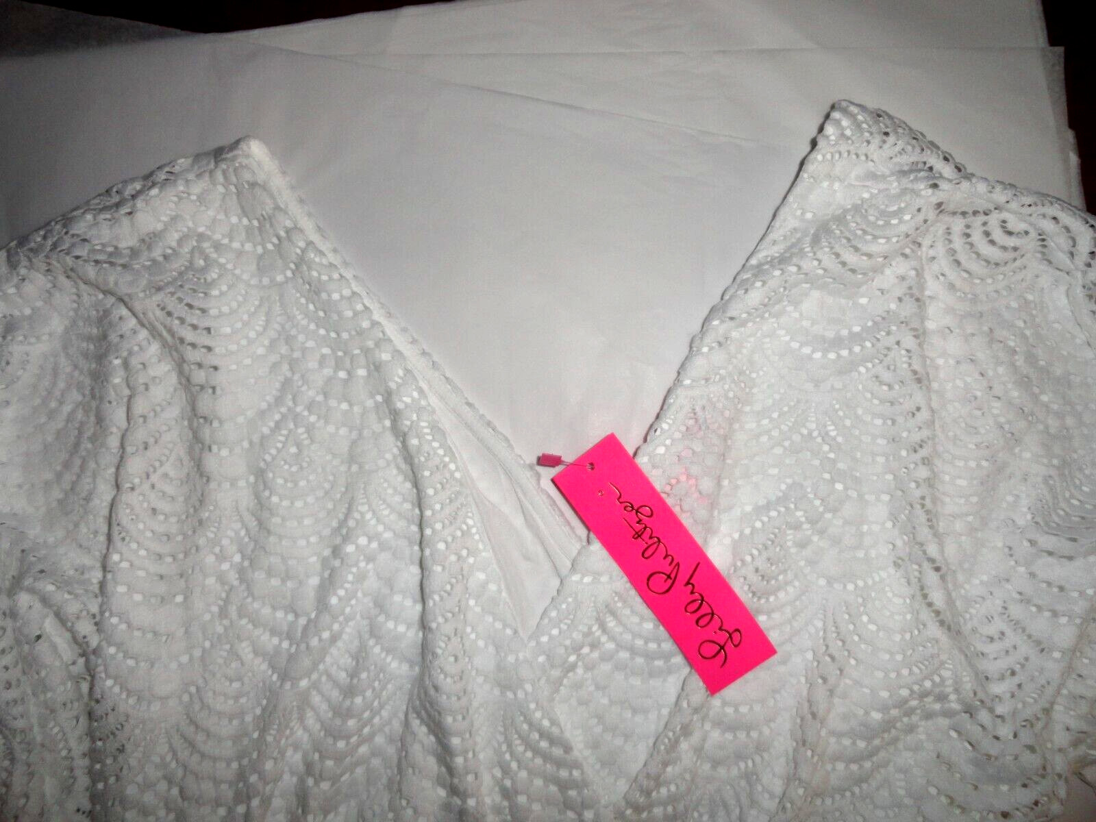 NWT LILLY PULITZER WHITE SCALLOPED SHELL LACE ELBOW LENGTH PARIGI MAXI DRESS XL