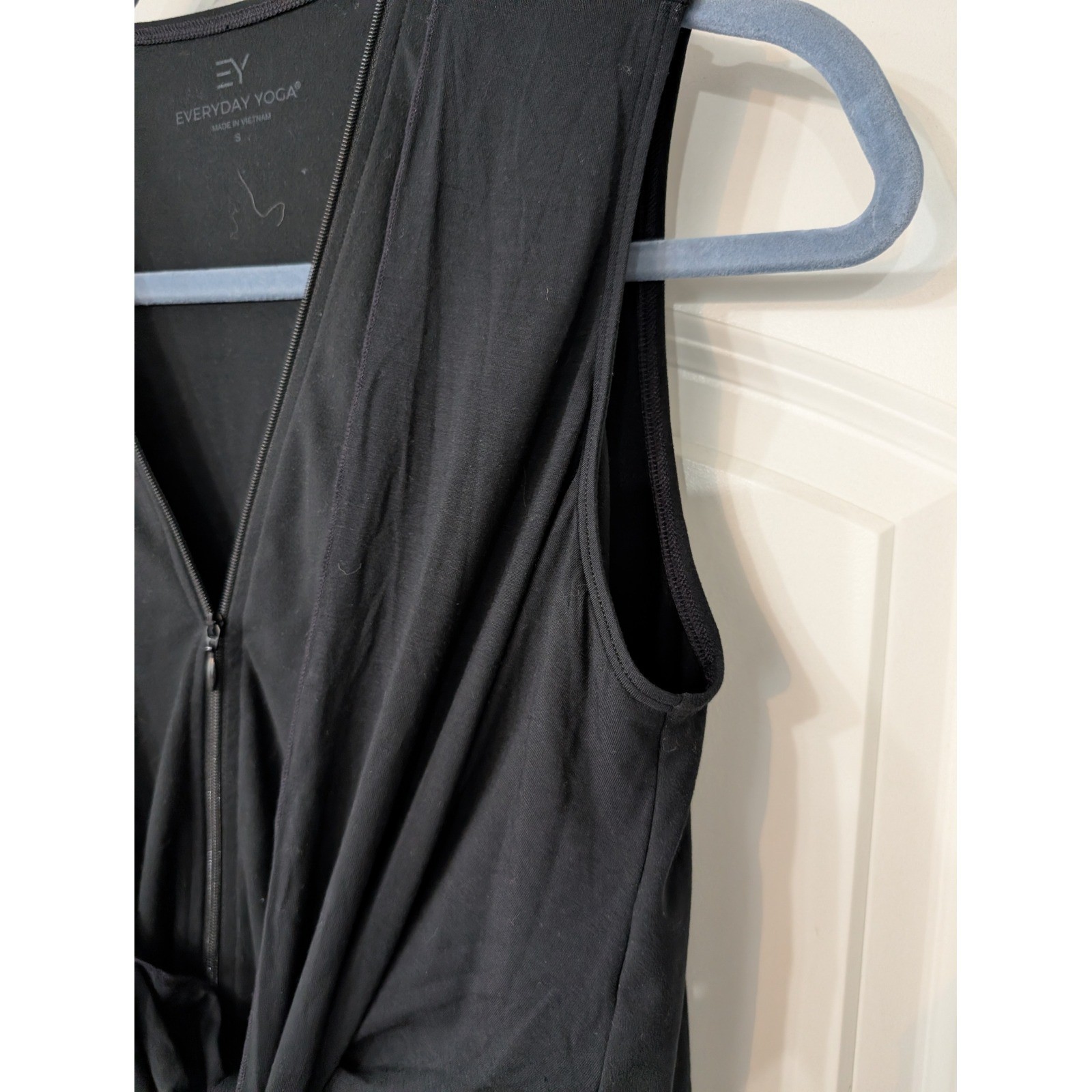 Everyday Yoga Wondrous Solid Wrap Dress Black Sleeveless Zip Tie Front Small NEW