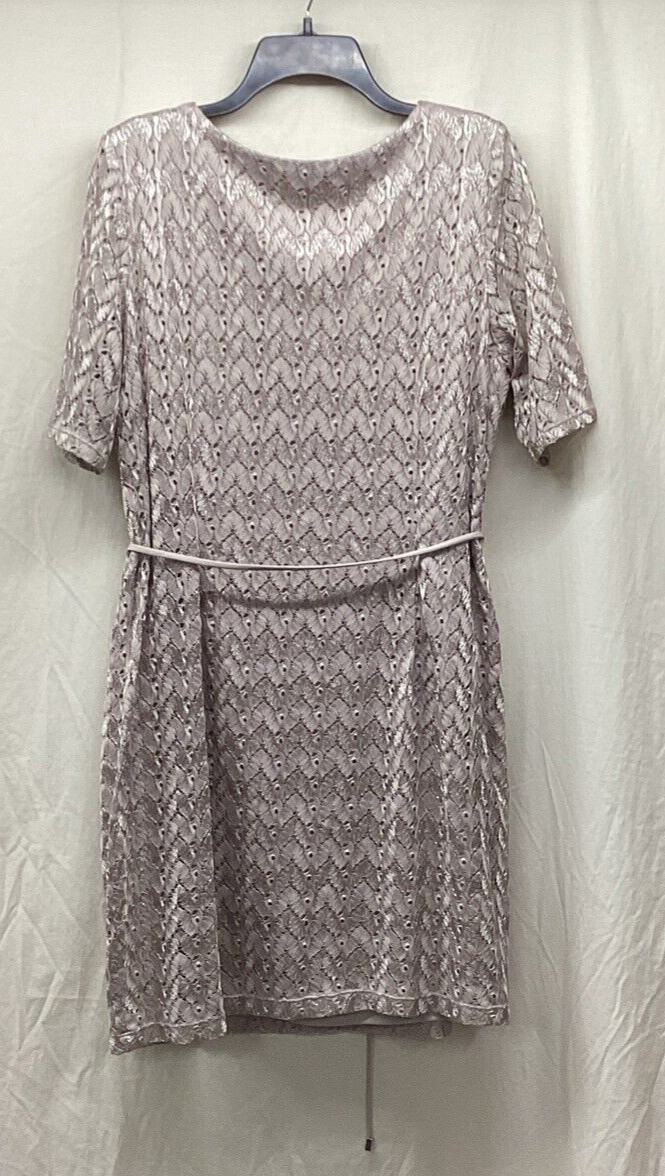 STUDIO ONE Women’s (Size 18) Short Sleeve Belted Lined Round Neck Dress Keyhole