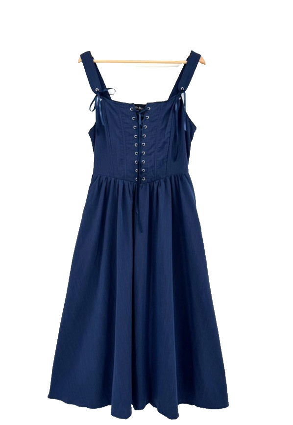 Scarlett Darkness Renaissance Dress Wide Straps Lace Up Corset Bodice Size L NEW
