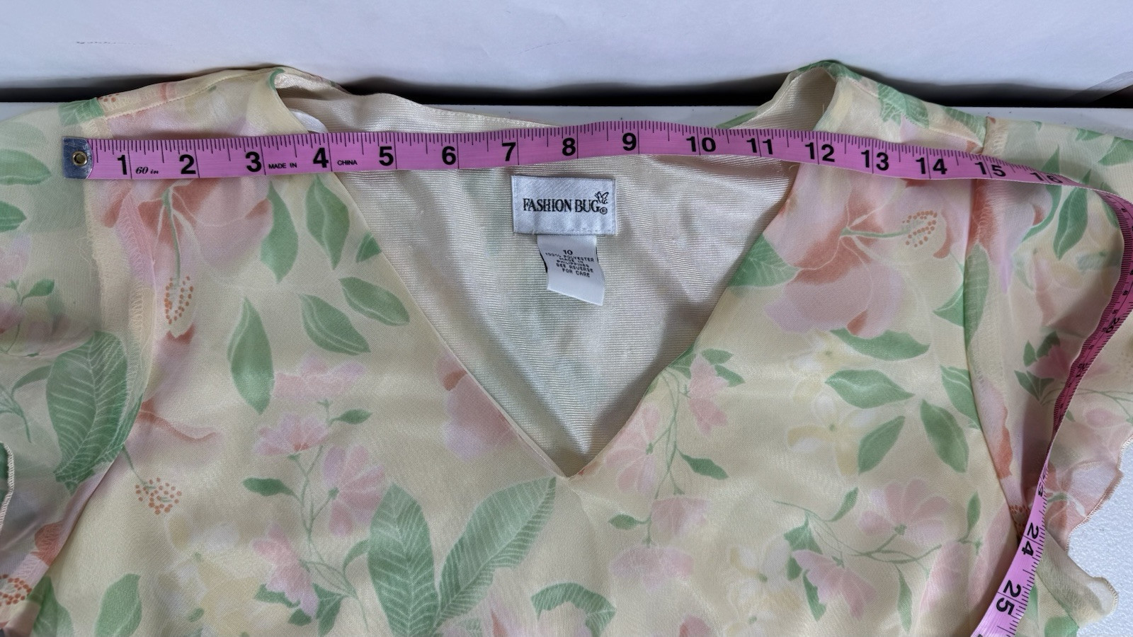 Vtg Floral Dress Sz 8-10 (M) Yellow Rococo Flowy Lined Pastel Fairy 90s Y2K