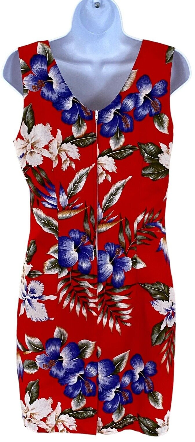 Ky’s Hibiscus Floral Hawaiian Shift Dress Made In Hawaii Luau Cruise Medium