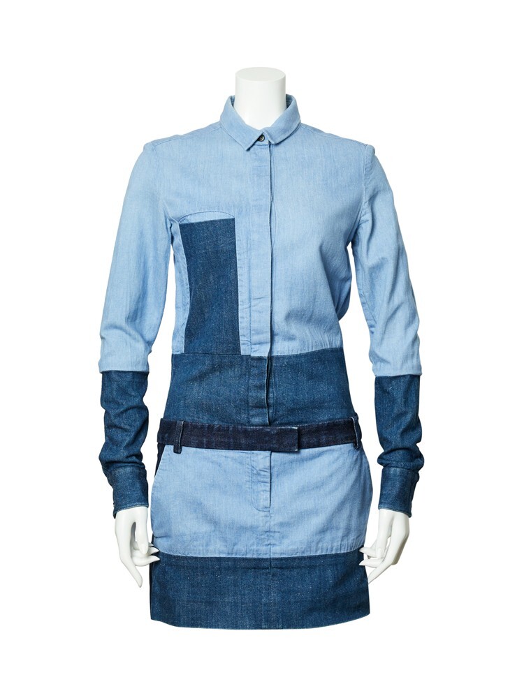 Celine CÉLINE Paris Phoebe Philo Pre Fall 2011 Patchwork Denim Shirt Dress 40 FR