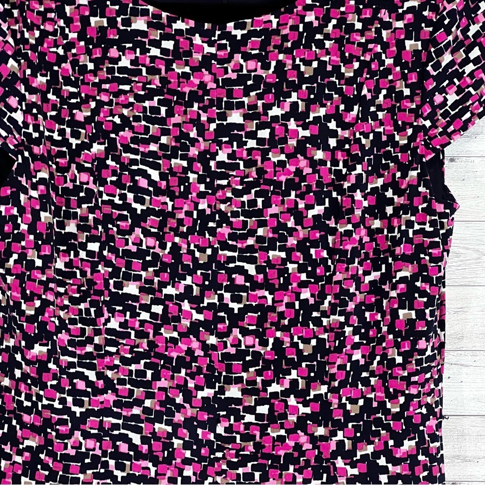Laura Jeffries Pink,Black,White Multi-Blocks Dress -Size 12 Fit & Flare Stretch