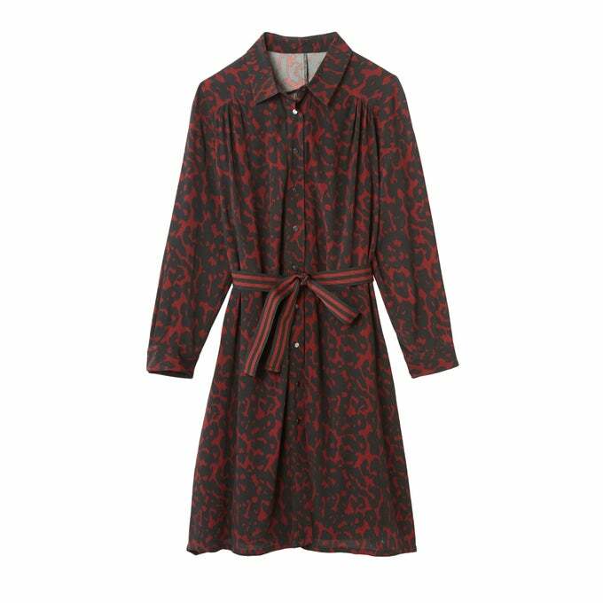 La Redoute Leopard Buttoned Down Shirt Dress Size 10 Belted Fitted RRP £65