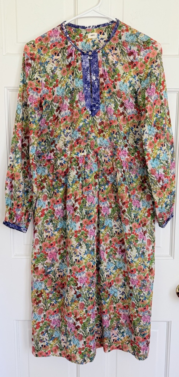 Warm NY Beautiful Cotton Wildflower Floral Peasant Dress Loose Fit 0 or S/M USA