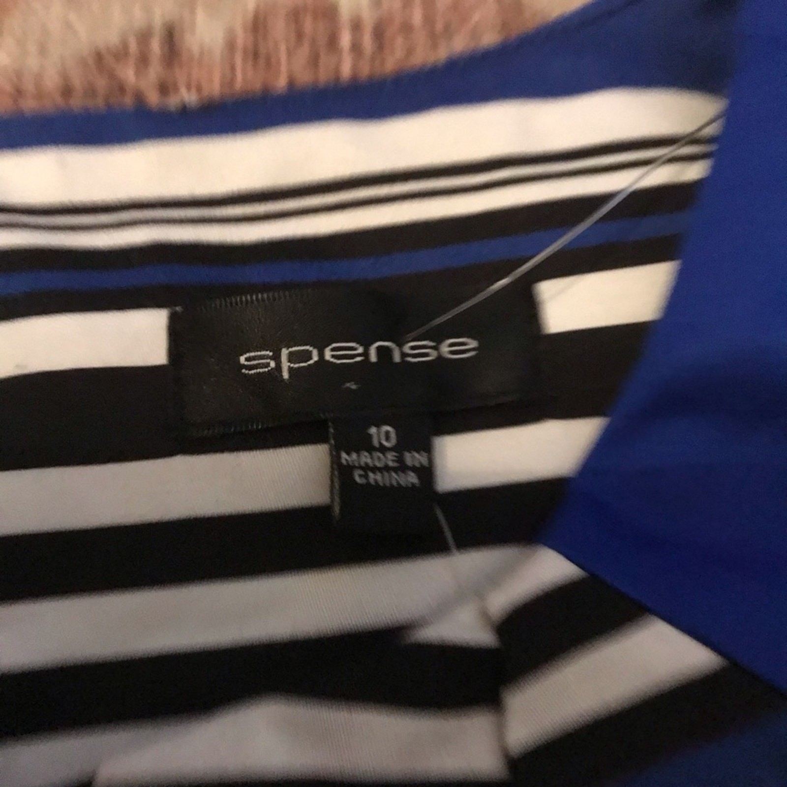 Spense NWT black and blue striped flattering style career dress size 10