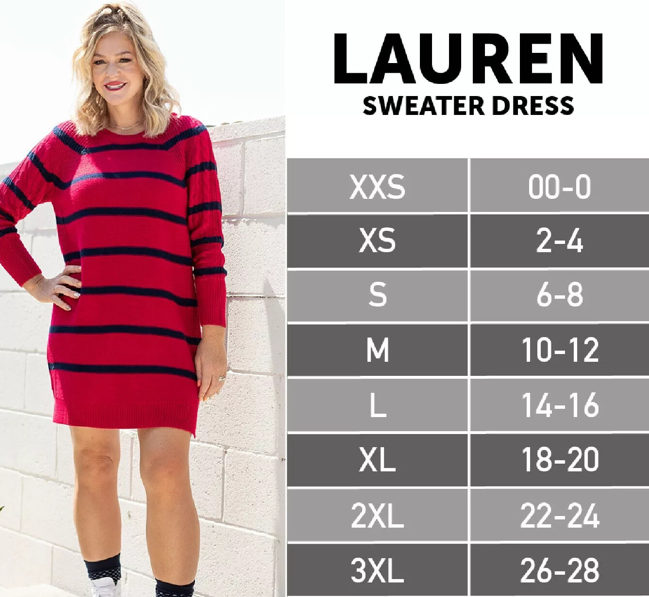NWT White Black Gray Stripe LuLaRoe LAUREN SWEATER Dress 2XL 22/24 20 XXL 🦄