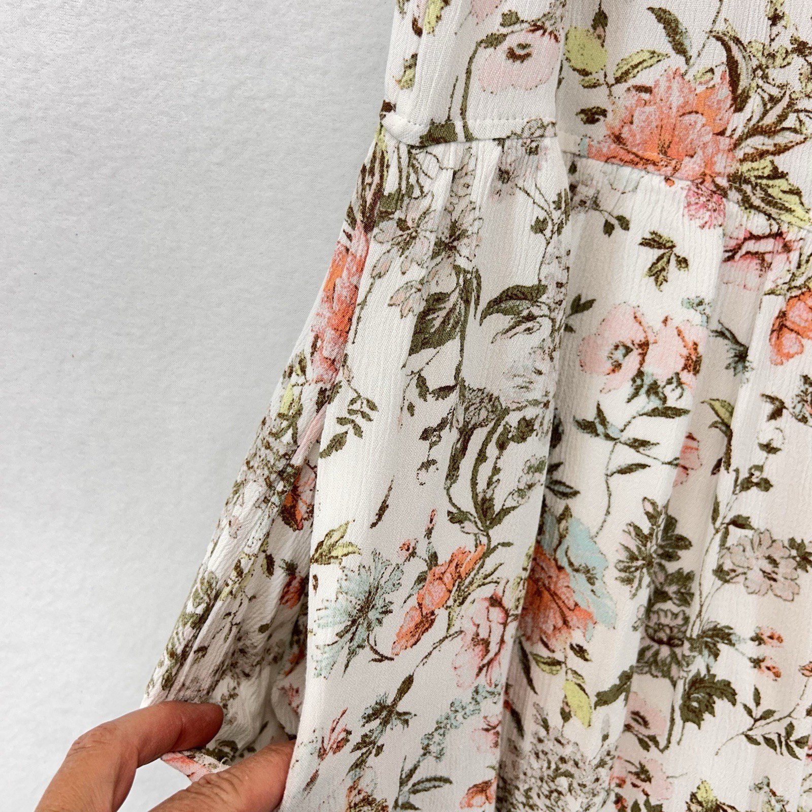 Frye Button Front Midi Dress Large Floral CottageCore Prairie Garden Farm Boho