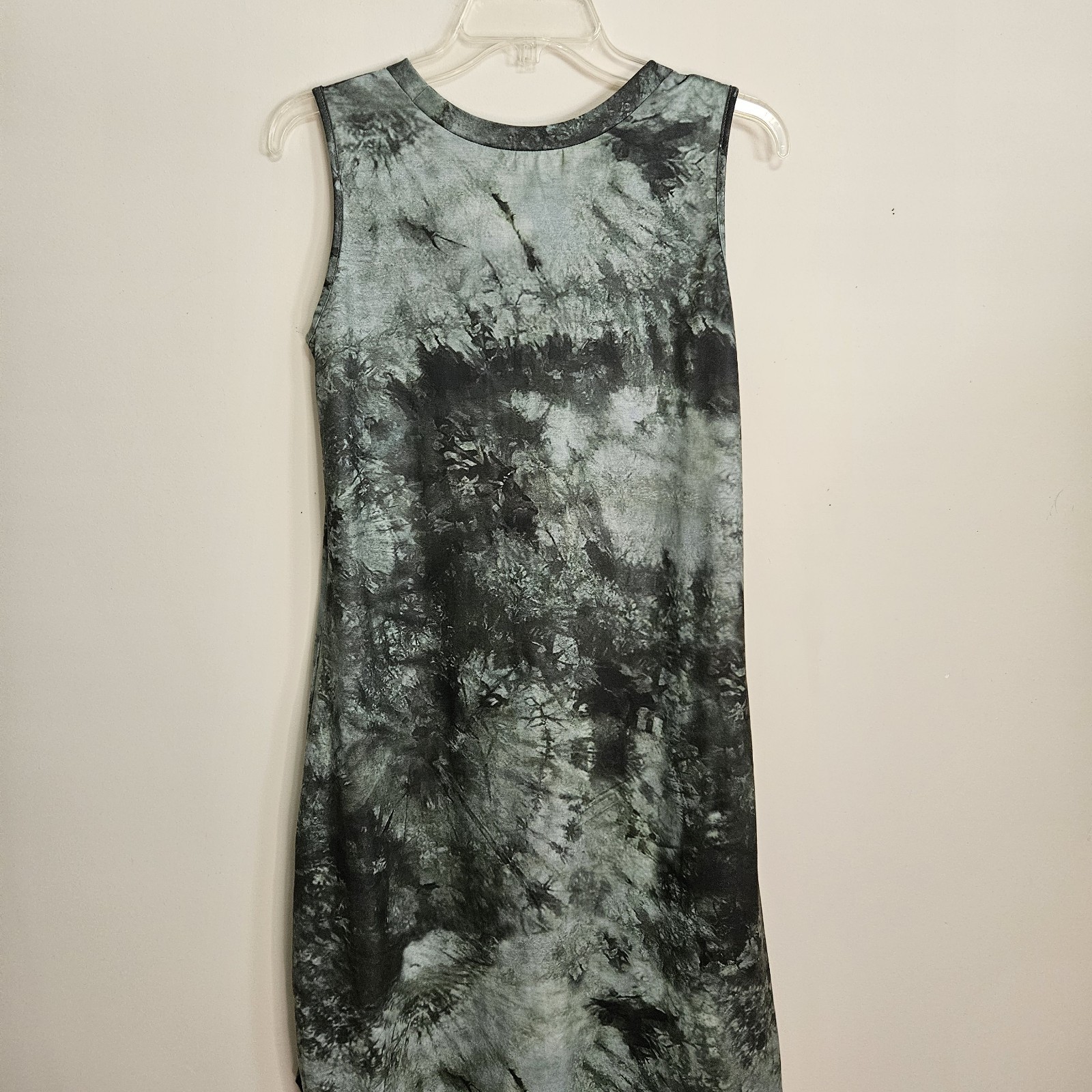 ANRABESS Split Maxi Dress Stretch Knit Casual Beach Travel Sz S Green Shades