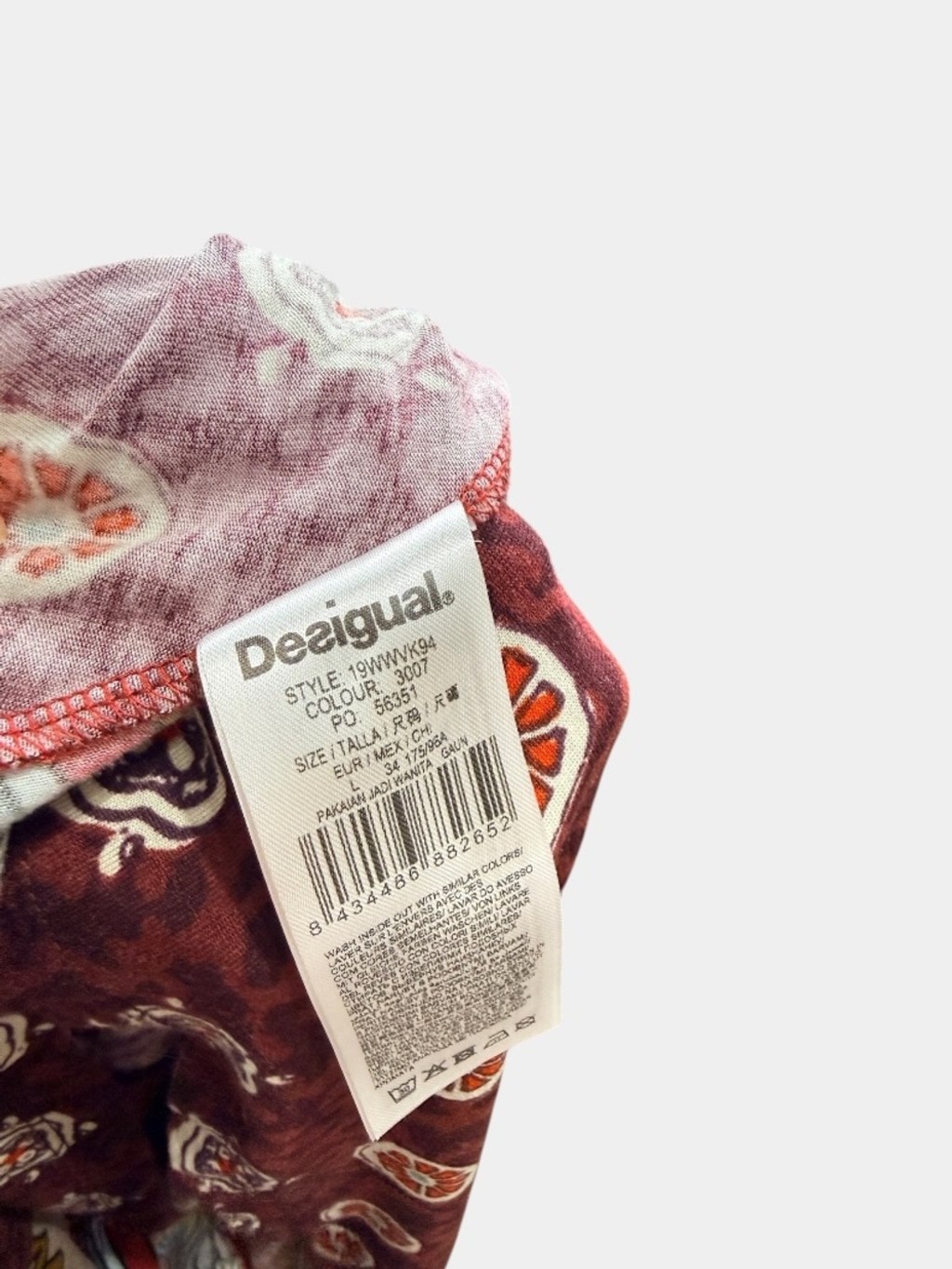 DESIGUAL Indira Red Floral Paisley Mini Dress Casual Summer, Sz L