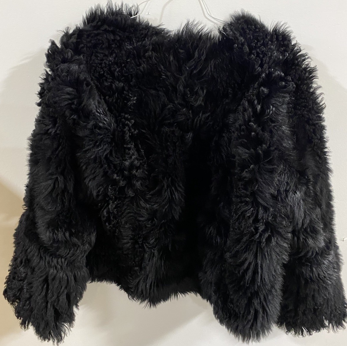 7 FOR ALL MANKIND SHEARLING FUR JACKET BLACK LARGE