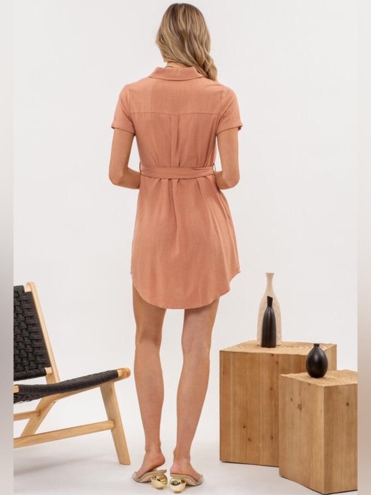 NWT Perch by Blu Pepper Collared Button Front Belted Mini Dress Plus Size 1X