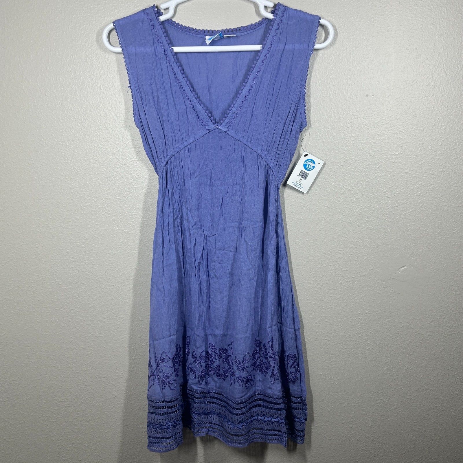 Blue Water Beach Sleeveless Dress Women’s Small Periwinkle Blue Cotton Rayon