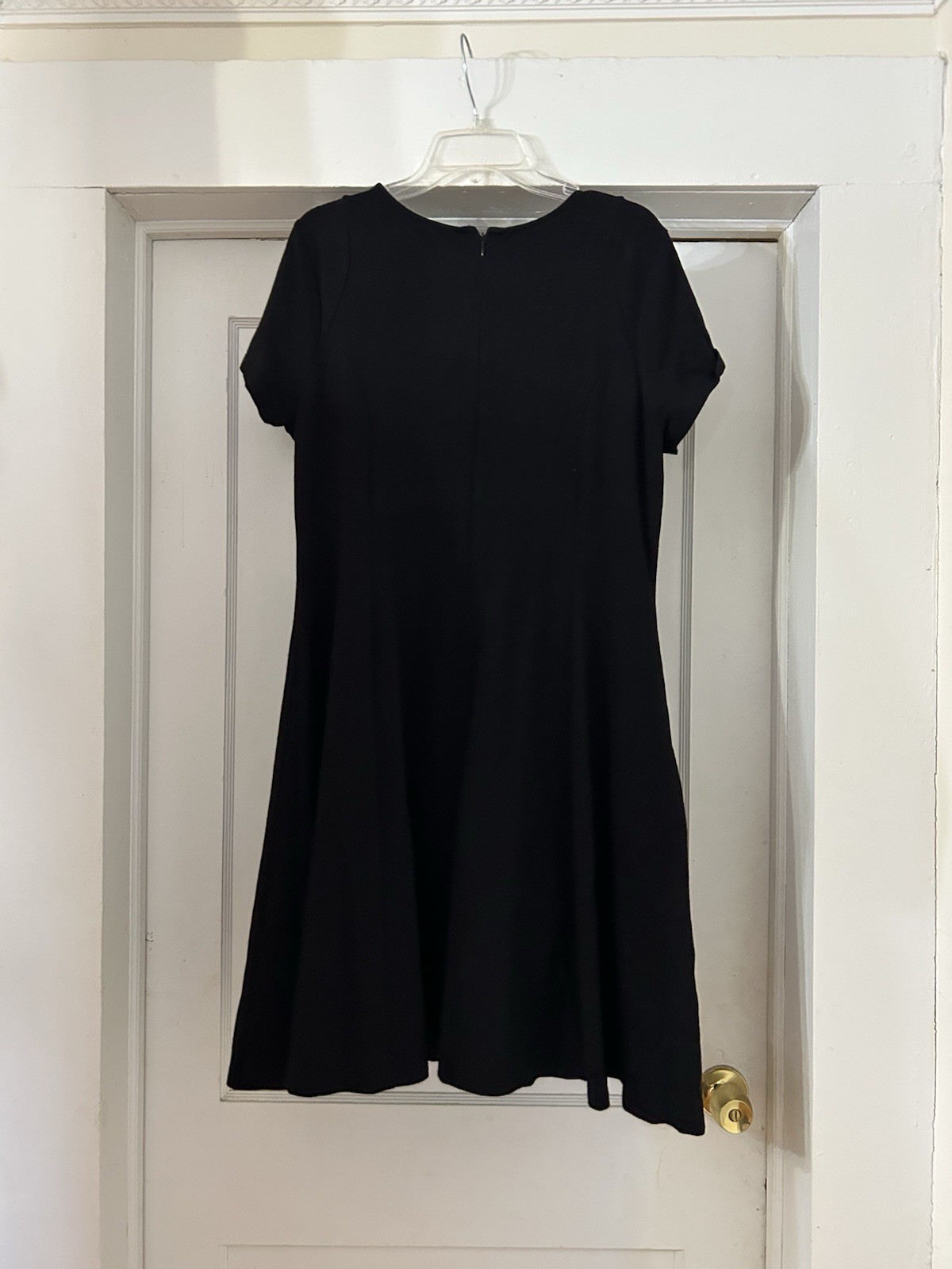 Ruby Ribbon Short Sleeve Black Slimming Lined Shapewear Black Knit Dress Size XL