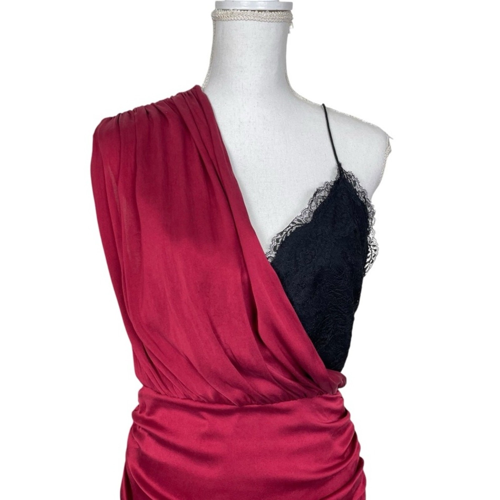 Alice + Olivia Bianca Lace Fitted Silk Mini Dress Large