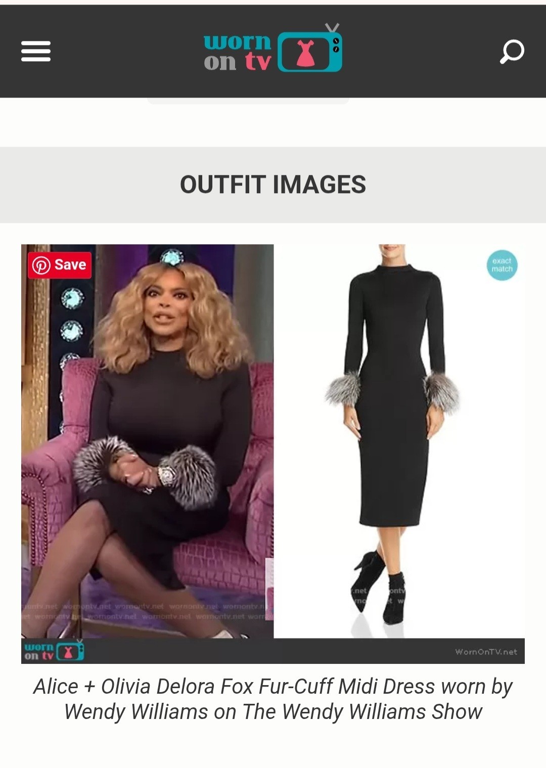 ALICE + OLIVIA Delora Fox Fur-cuff Sleeve Black Midi Dress. Size 4 $550