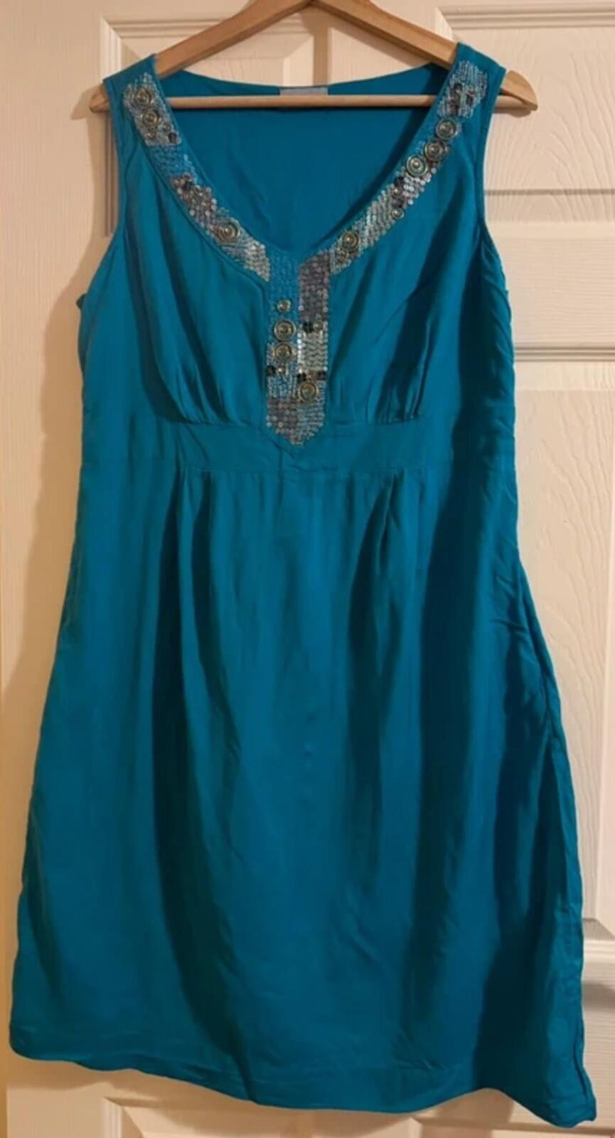 Per Una Embellished Teal Dress | Luxe Beaded Detail | Size 16