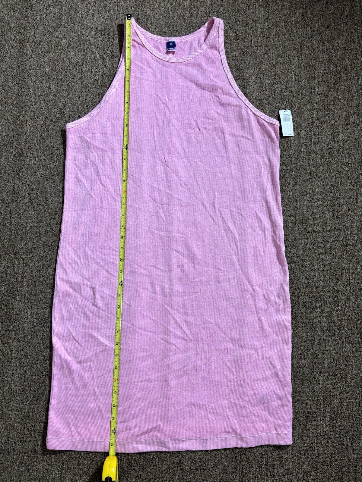31A NWT Old Navy Womens 2X Sleeveless High-Neck Knit T-Shirt Dress| Anemone Pink
