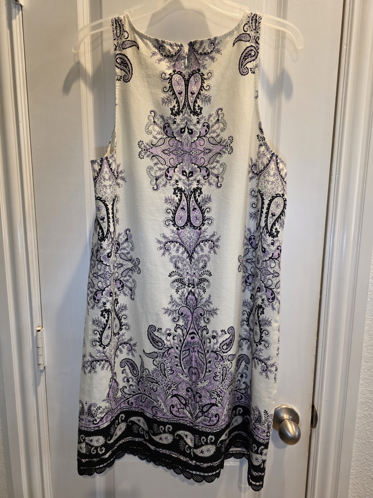 Loft Linen Blend Lace Trim Sheath Dress 12 Sleeveless Round Neck