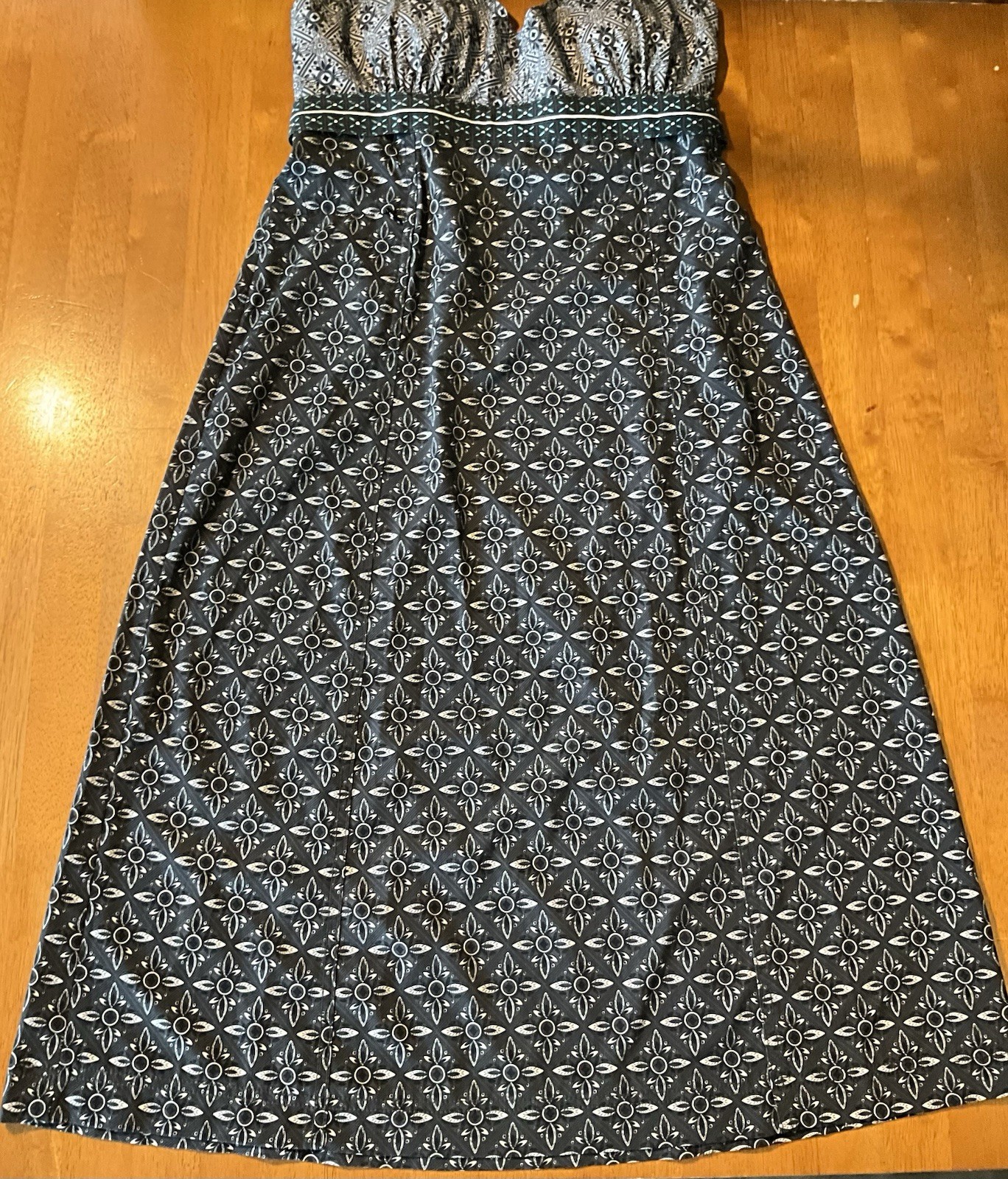 ATHLETA Gray Teal Pack Anywhere Quick Dry Halter Padded Smocked Sun Dress Sz M