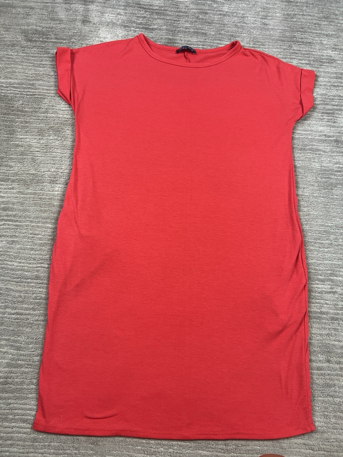 Shop Basic USA Dress Womens Medium OrangeShort Sleeve Pockets Shift T-Shirt Mini