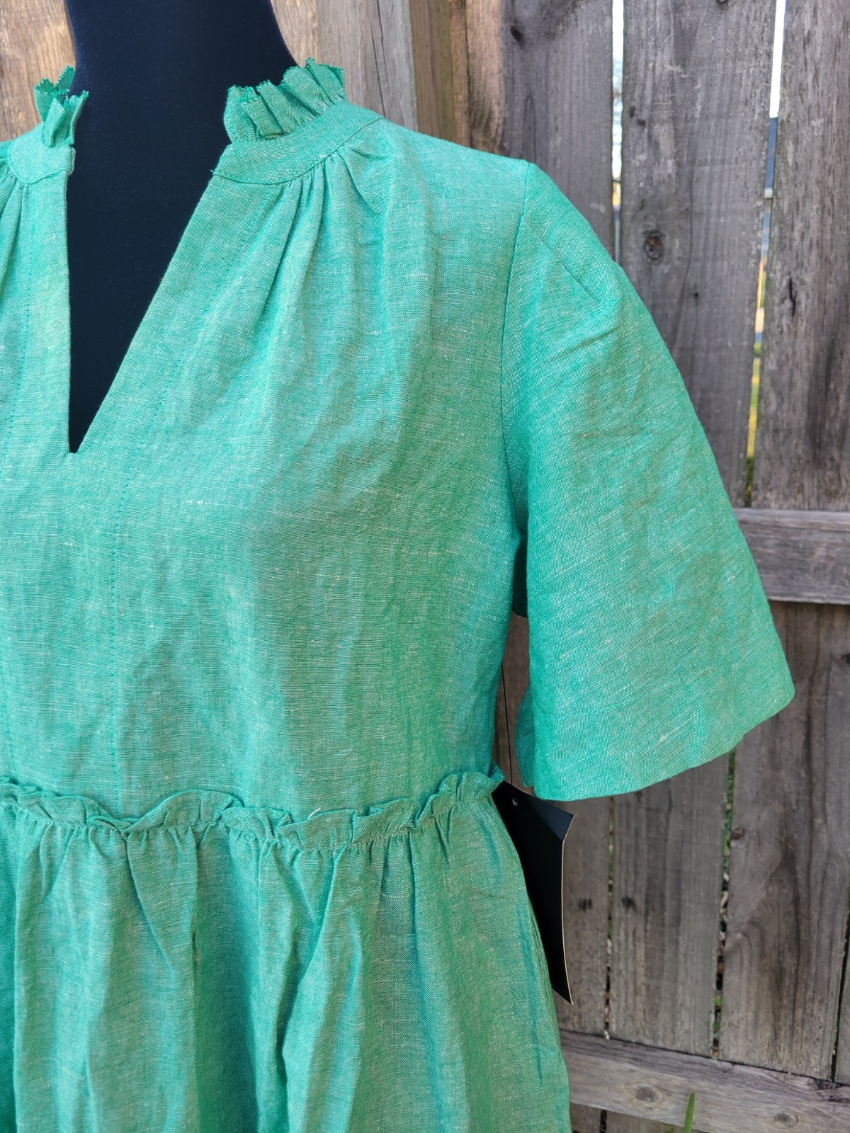 NEW Tuckernuck Crawford Mini Dress Tiered Sea Green Sz Med Linen Blend Coastal