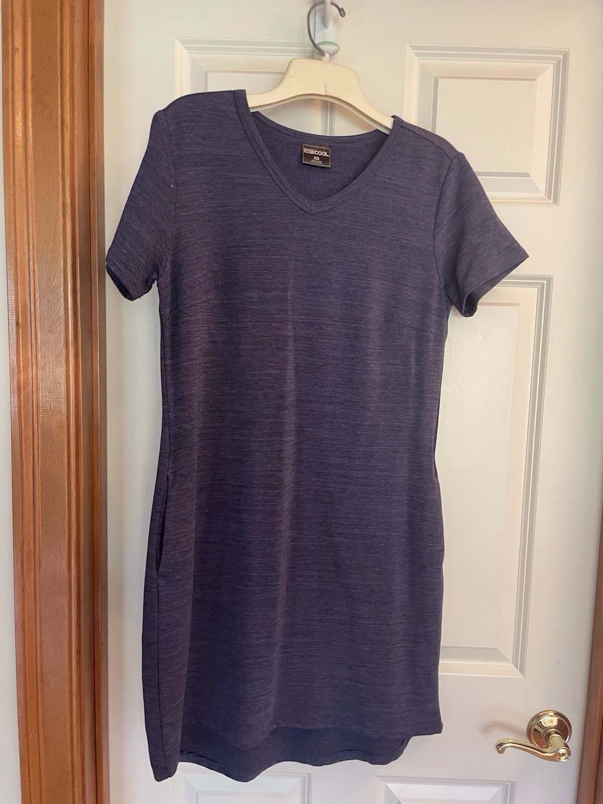 Blue Summer Womens Medium Short Sleeve Dress 32 Degrees Cool With Pockets