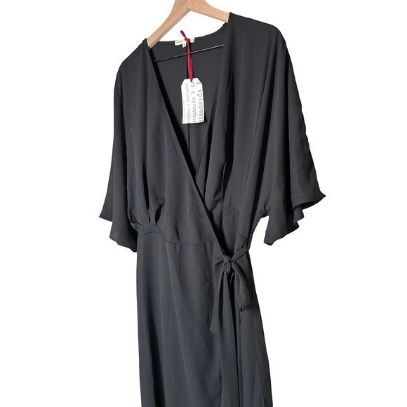 Standards & Practices 3X Black Kimono Wrap Dress NWT