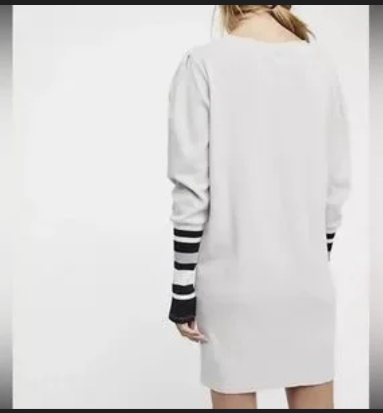 Free People Gray Thermal Striped Rib Knit Cuff Long Sleeve Small – bit over