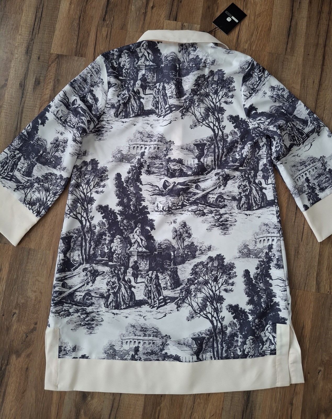 Sz Small Stylewe A-Line Loose Button Graphic Print Collar Mini Shirt Dress Cuffs