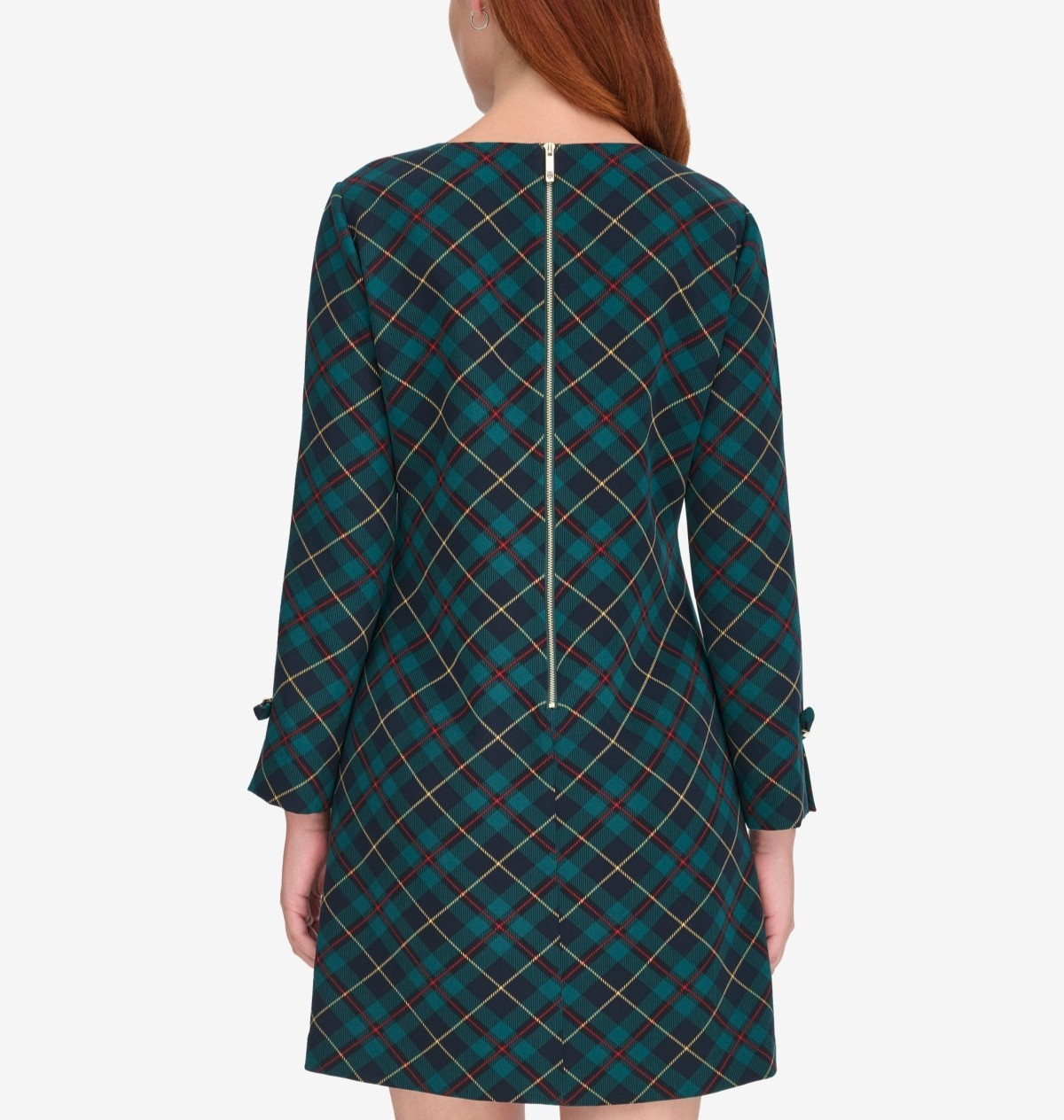 Tommy Hilfiger Petite Plaid Long-Sleeve Bow-Cuff Dress $119 Size 10P # 3A 3036 B