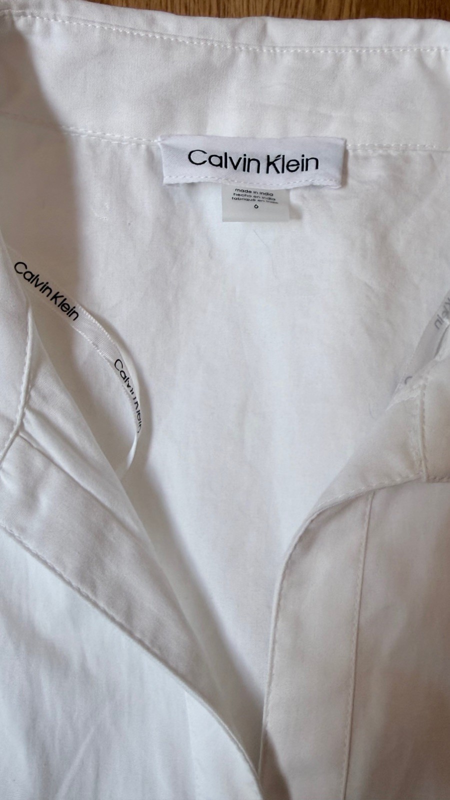 Calvin Klein White Collared Button Short Sleeve Maxi Shirt Dress 100% Cotton 6