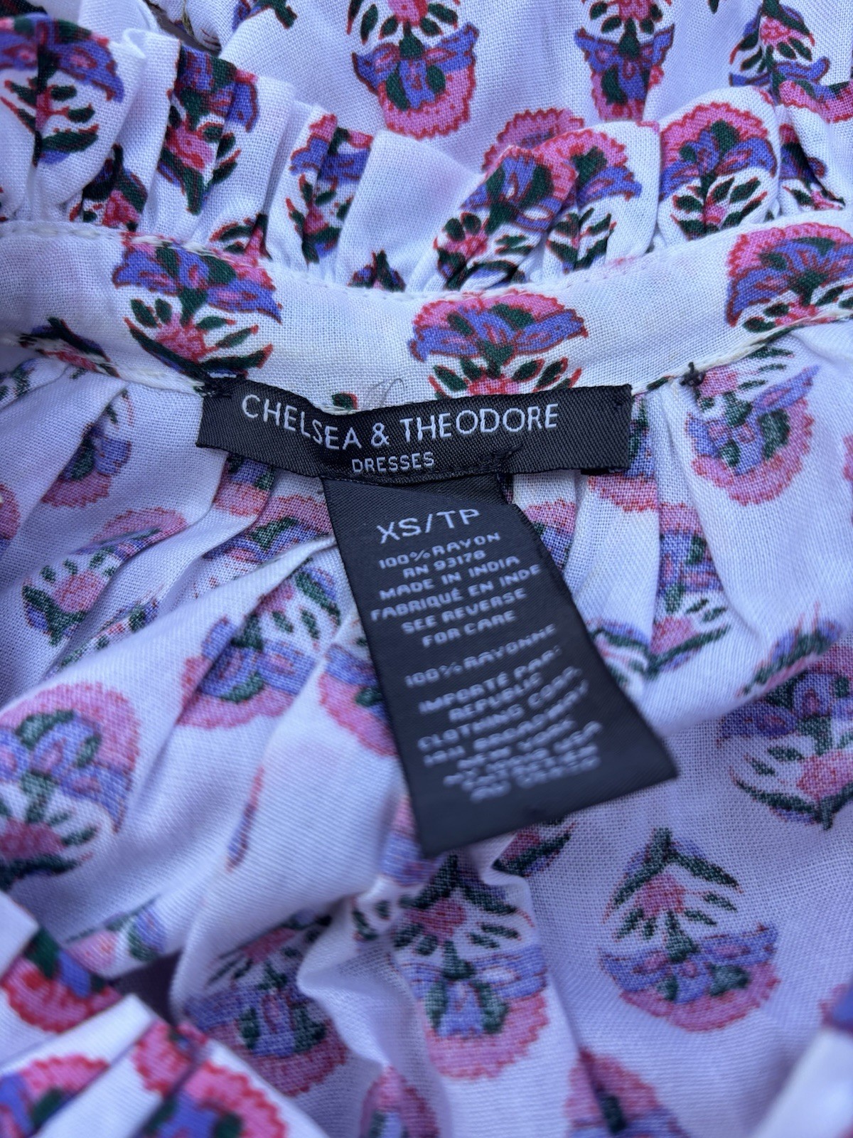 Chelsea & Theodore Sleeveless Patchwork Floral Print Tiered Maxi Dress XS Boho
