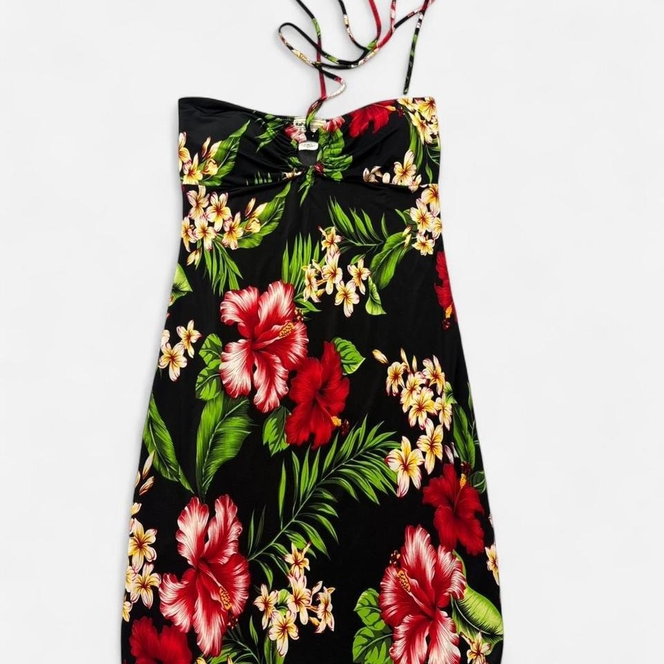 Vintage NaPua Collection Honolulu Hawaiian Floral Dress Hibiscus USA S 0157